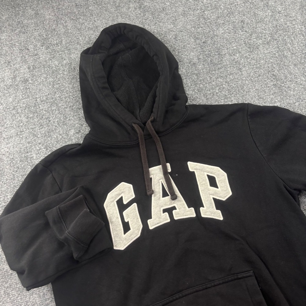 Gap Hoodie‎ Small Black Logo Applique Pullover Sweatshirt Womens